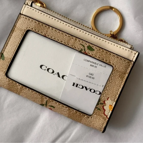 NWT Coach Mini Skinny ID Case in Signature Canvas and Nostalgic Ditsy Print - Picture 4 of 7